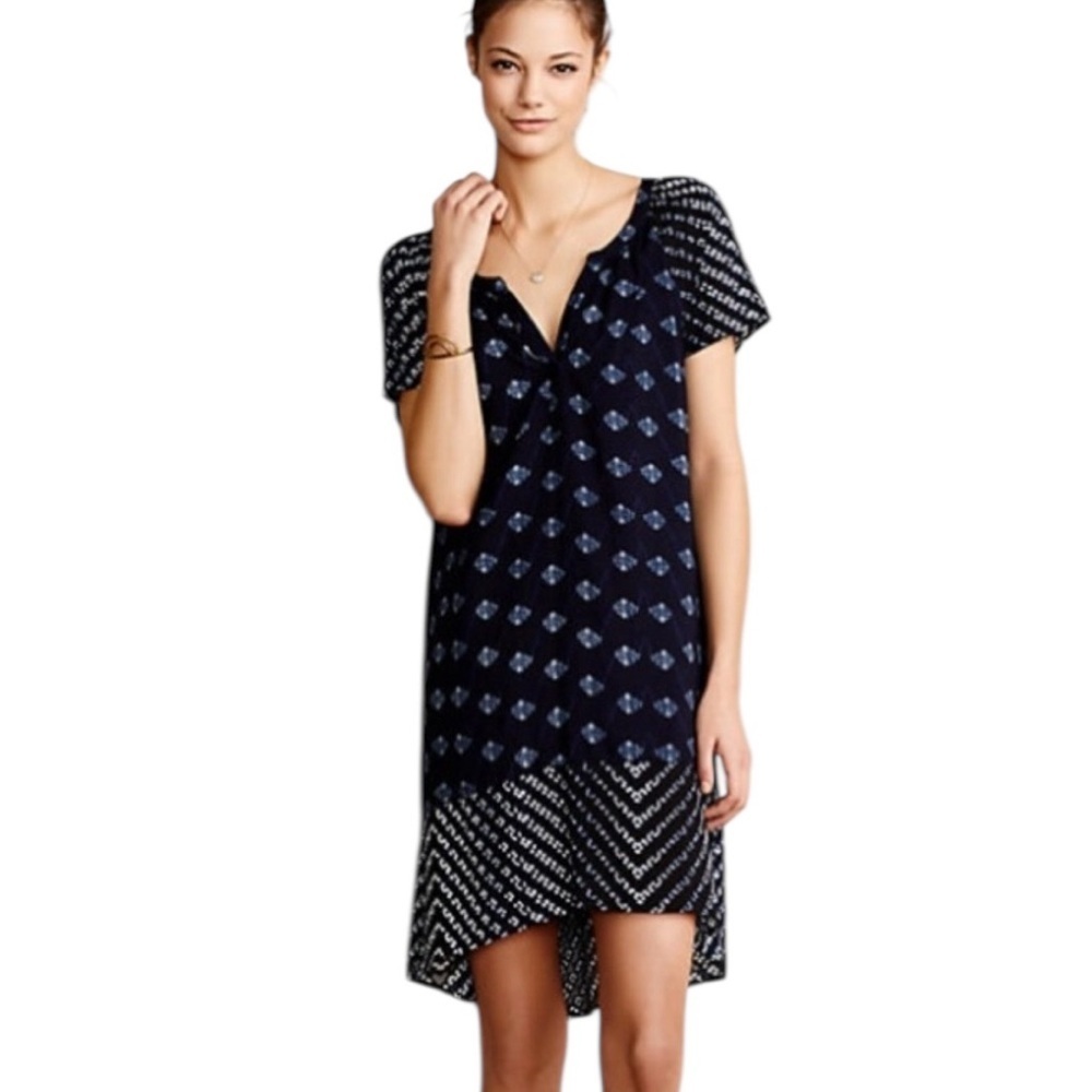 Anthropologie Velvet by Graham & Spencer Shibori Tunic Dress Navy Size S